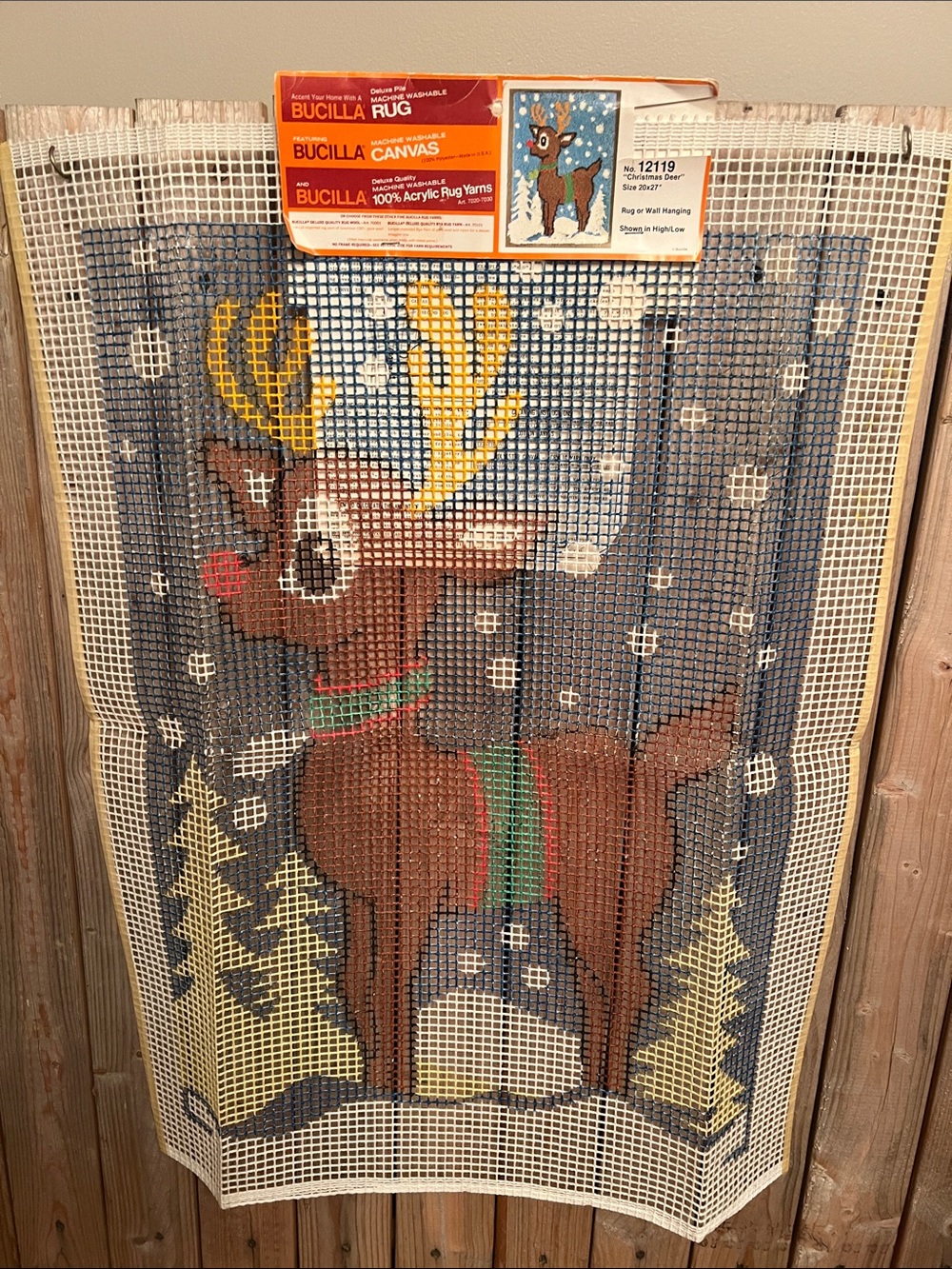 NWT Vintage Bucilla No. 12119 “Christmas Deer” 20x27 Rug Pattern